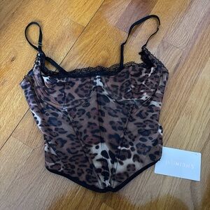SHEIN Animal Print Lace Trim Corset